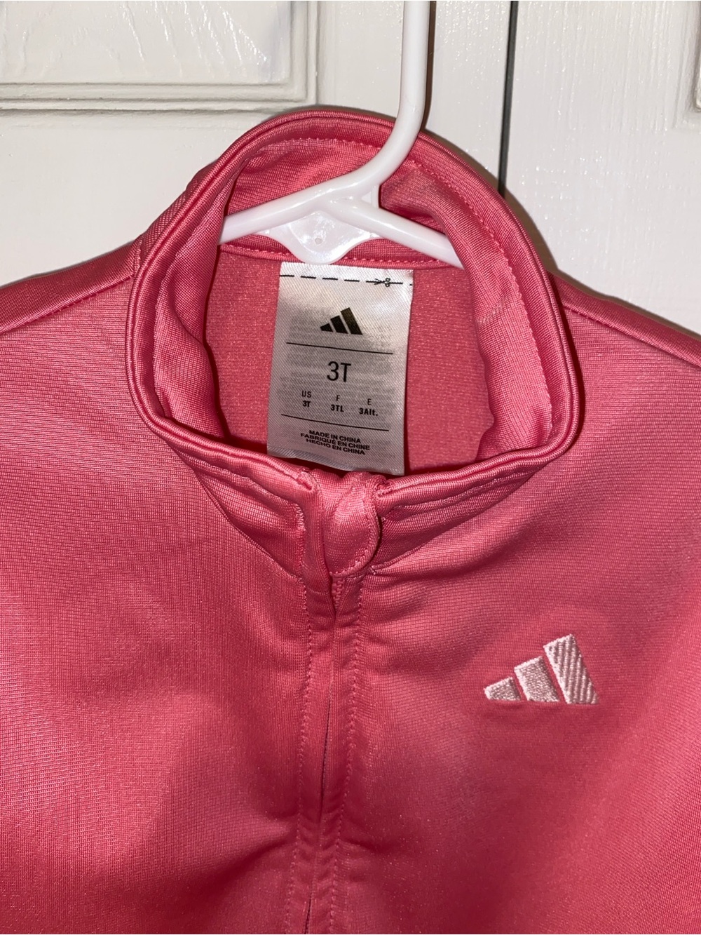 adidas Kids Pink Full-Zip Jacket with White Stripes Size 3T - Picture 3 of 3